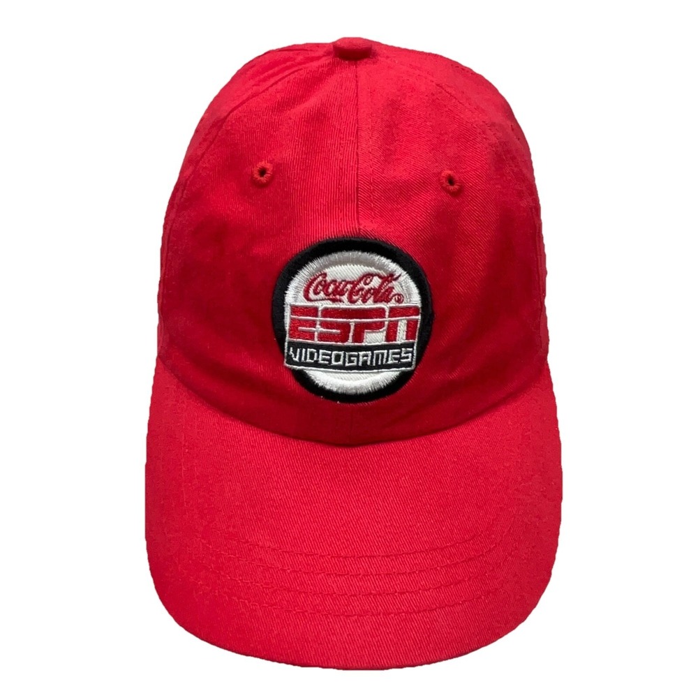 Coca Cola Hat Cap Strap Back‎ Red Base Ball Dad ESPN Video Games VTG Rare Mens